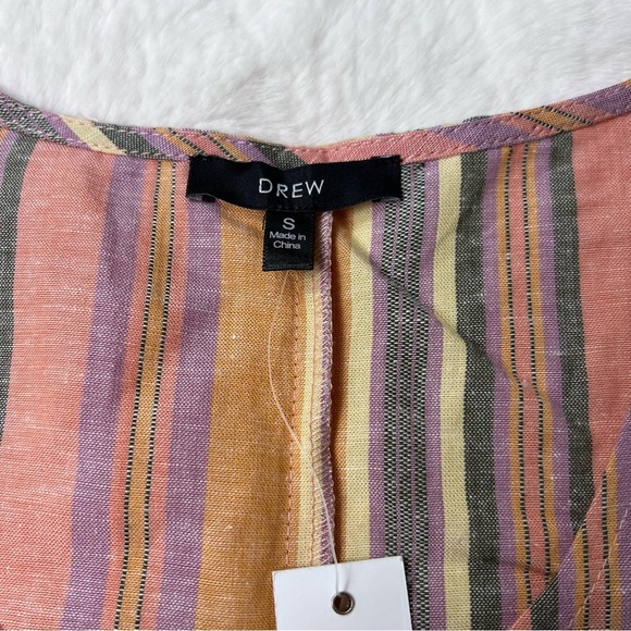 Drew Anthropologie Linen Cotton Blend Agave Rainbow Stripe Tank Top Small - Picture 5 of 9